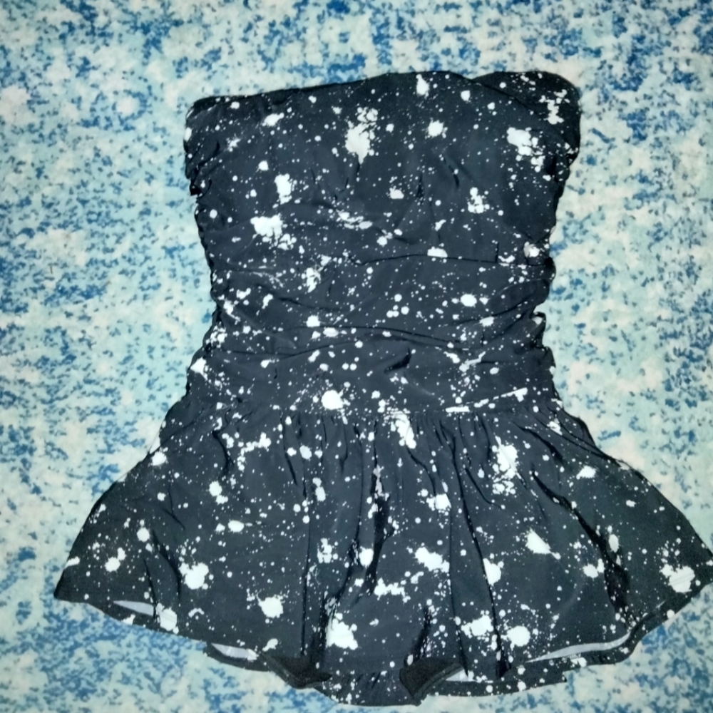 Newport News Black and White Speckled One-Piece Swimdress